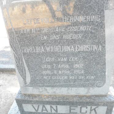 ECK Corelina Wilhelmina Christina nee VAN ECK 1902-1964