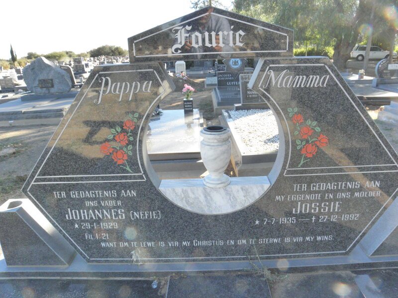 FOURIE Johannes 1929- &amp; Jossie 1935-1992