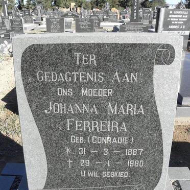 FERREIRA Johanna Maria nee CONRADIE 1887-1980