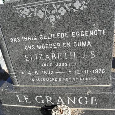 GRANGE Elizabeth J.S., Le nee JOOSTE 1902-1976