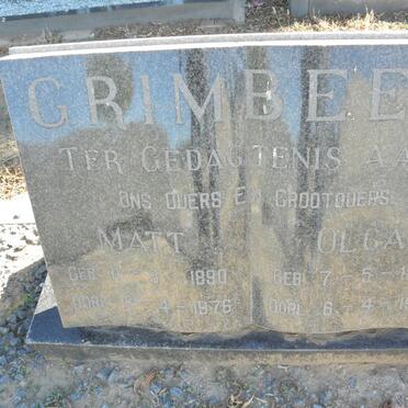 GRIMBEEK Matt 1890-1976 &amp; Olga 1898-1980