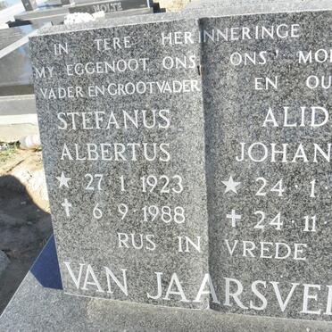 JAARSVELD Stefanus Albertus, van 1923-1988 &amp; Alida Johanna 1933-1993