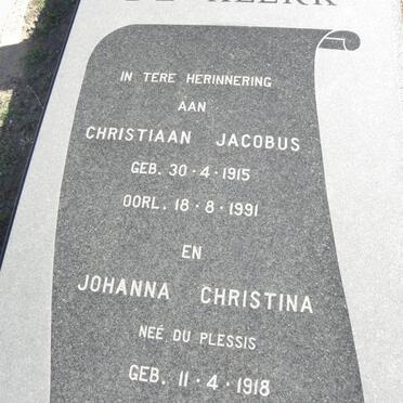 KLERK Christiaan Jacobus 1915-1991 &amp; Johanna Christina DU PLESSIS 1918-1995
