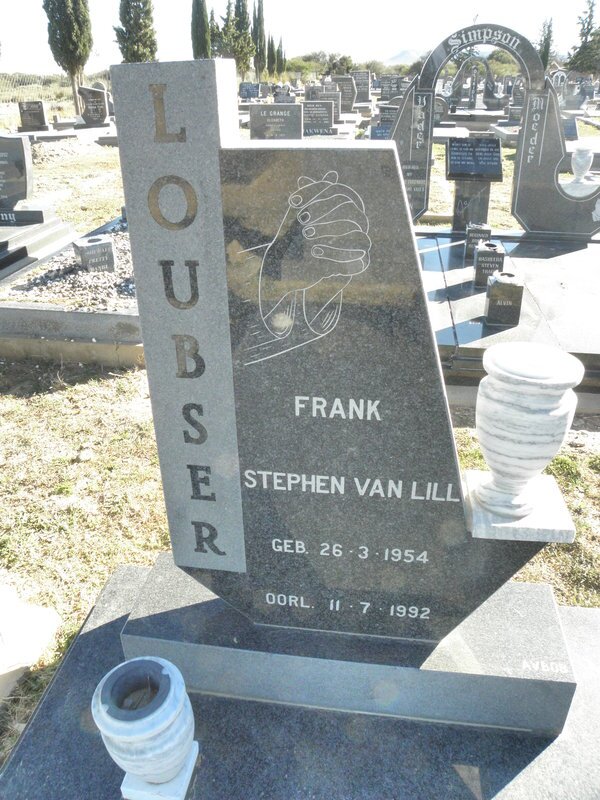 LOUBSER Frank Stephen Van Lill 1954-1992