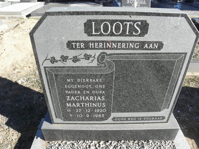 LOOTS Zacharias Marthinus 1920-1985