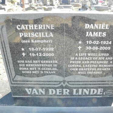LINDE Daniel James, van der 1924-2005 &amp; Catherine Priscilla KAMPHER 1922-2000