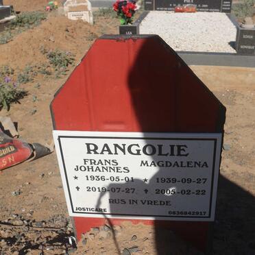 RANGOLIE Frans Johannes 1936-2019 &amp; Magdalena 1939-2005