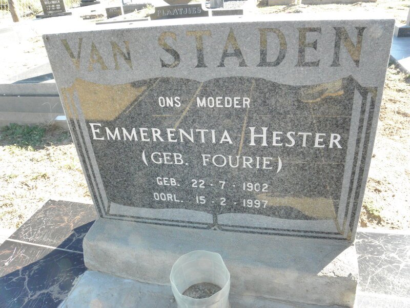 STADEN Emmerentia Hester, van nee FOURIE 1902-1997