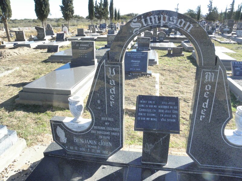 SIMPSON Benjamin John 1936-1992