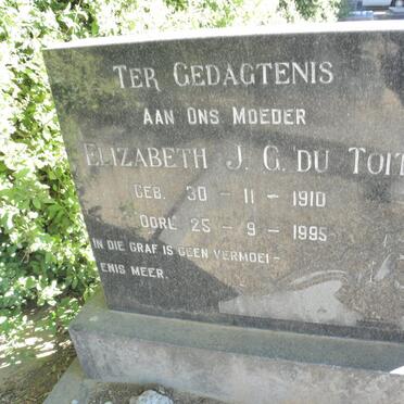 TOIT Elizabeth J.G., du 1910-1995