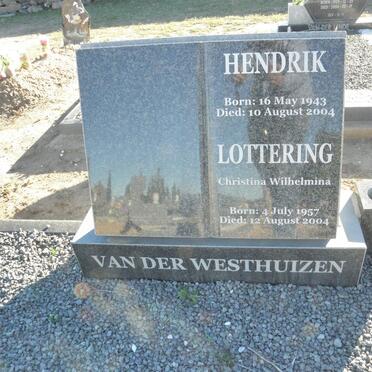 WESTHUIZEN Hendrik, van der 1943-2004 &amp; Christina Wilhelmina 1957-2004 