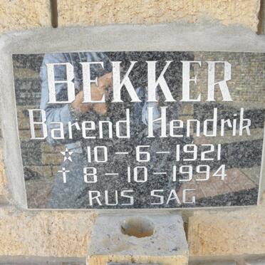 BEKKER Barend Hendrik 1921-1994