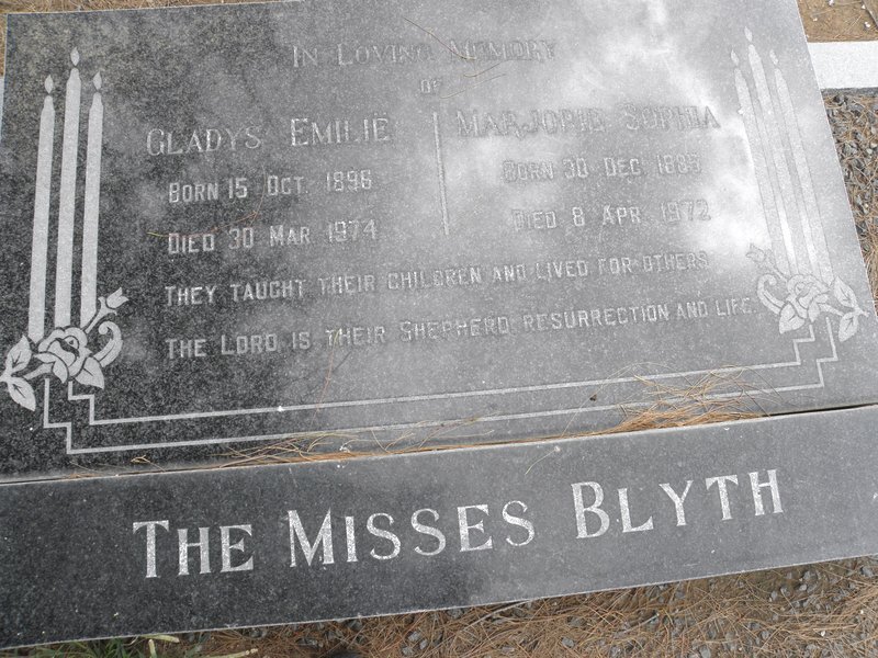 BLYTH Gladys Emilie 1896-1974 :: BLYTH Marjorie Sophia 1885-1972