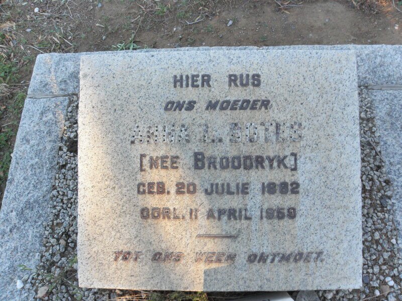 BOTES Anna L. nee BROODRYK 1882-1959