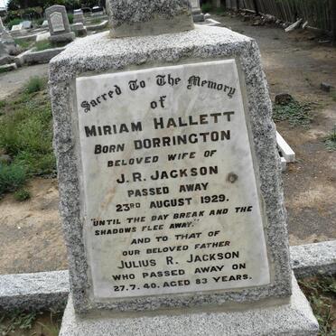 JACKSON Julius R. -1940 &amp; Miriam Hallett DORRINGTON -1929