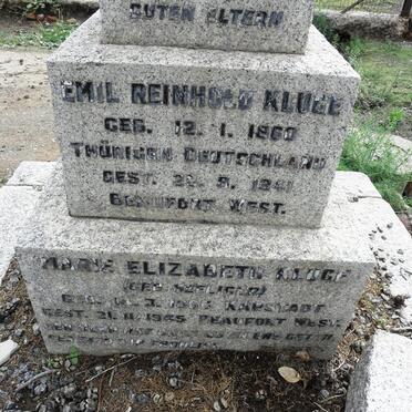 KLUGE Emil Reinhold 1860-1941 &amp; Marie Elizabeth SEELIGER -1945