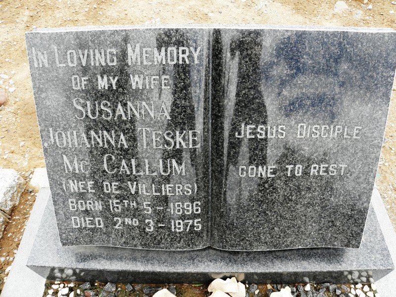 MC CALLUM Johanna Teske nee DE VILLIERS 1896-1975