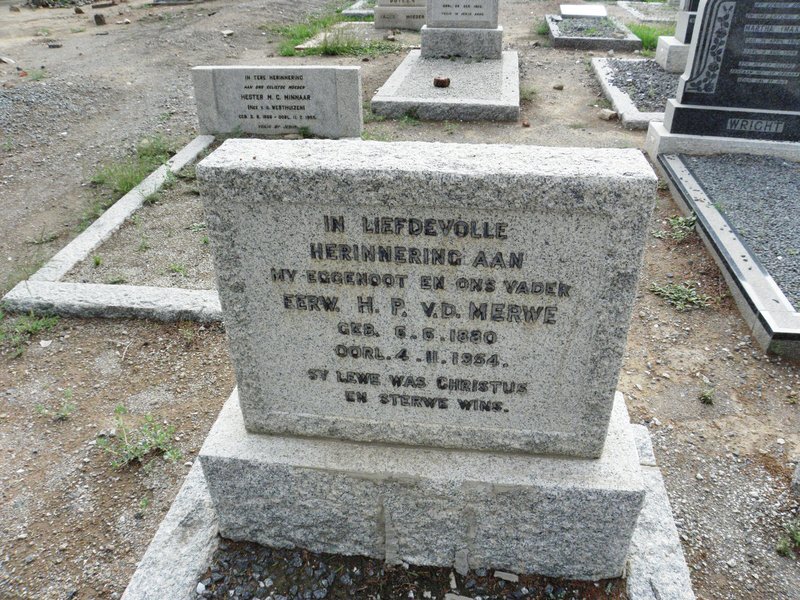 MERWE H.P., v.d. 1880-1954