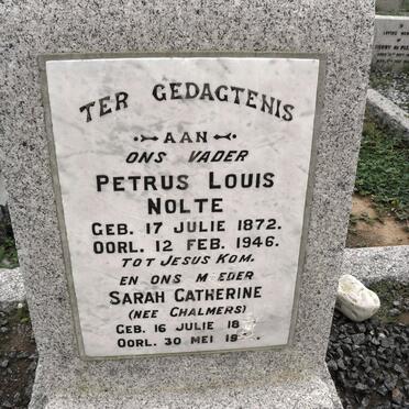 NOLTE Petrus Louis 1872-1946 &amp; Sarah Catherine CHALMERS 18??-1923