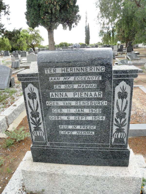 PIENAAR Anna nee van RENSBURG 1909-1954