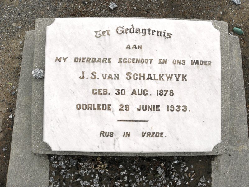 SCHALKWYK J.S., van 1878-1933