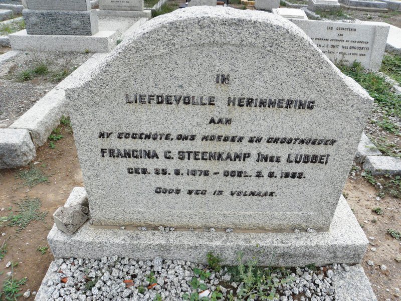 STEENKAMP Francina C. nee LUBBE 1876-1952
