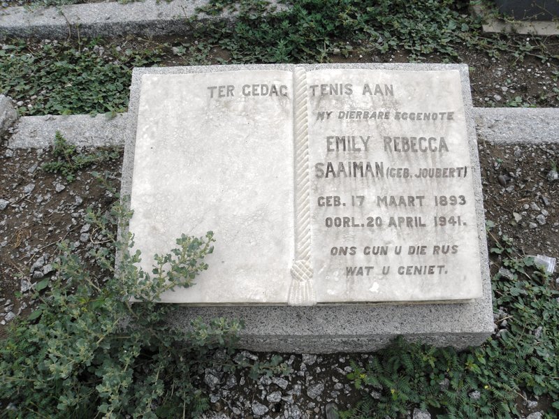 SAAIMAN Emily Rebecca nee JOUBERT 1893-1941