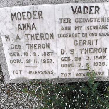 THERON Gerrit D.S. 1862-1939 &amp; Anna M.A. THERON 1867-1957