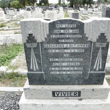 VIVIER Gerhardus J. Du T. 1889-1950 &amp; Elsie Jacoba 1891-1976