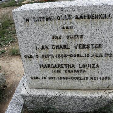 VERSTER Izak Charl 1838-1929 &amp; Margaretha Louiza ERASMUS 1846-1935