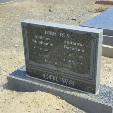 GOUWS Andries Stephanus 1920-2002 &amp; Johanna Dorothea 1926-2011