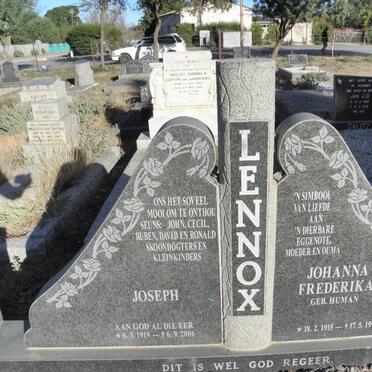 LENNOX Joseph 1919-2006 &amp; Johanna Frederika HUMAN 1915-1976