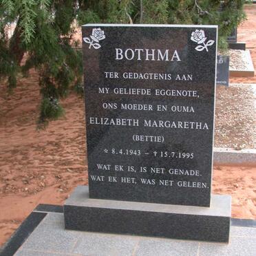 BOTHMA Elizabeth Margaretha 1943-1995