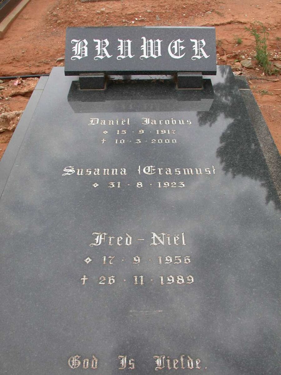 BRUWER Daniel Jacobus 1917-2000 &amp; Susanna ERASMUS 1923- :: BRUWER Fred-Niël 1956-1989