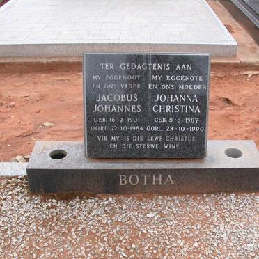 BOTHA Jacobus Johannes 1901-1984 &amp; Johanna Christina 1907-1990