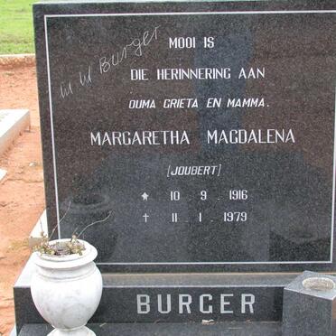 BURGER Margaretha Magdalena nee JOUBERT 1916-1979