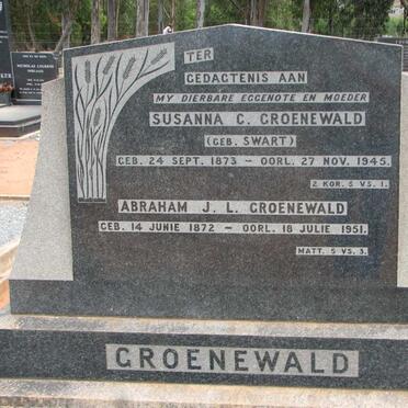 GROENEWALD Abraham J.L. 1872-1951 &amp; Susanna C. SWART 1873-1945