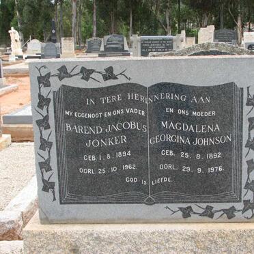 JONKER Barend Jacobus 1894-1962 &amp; Magdalena Georgina JOHNSON 1892-1976