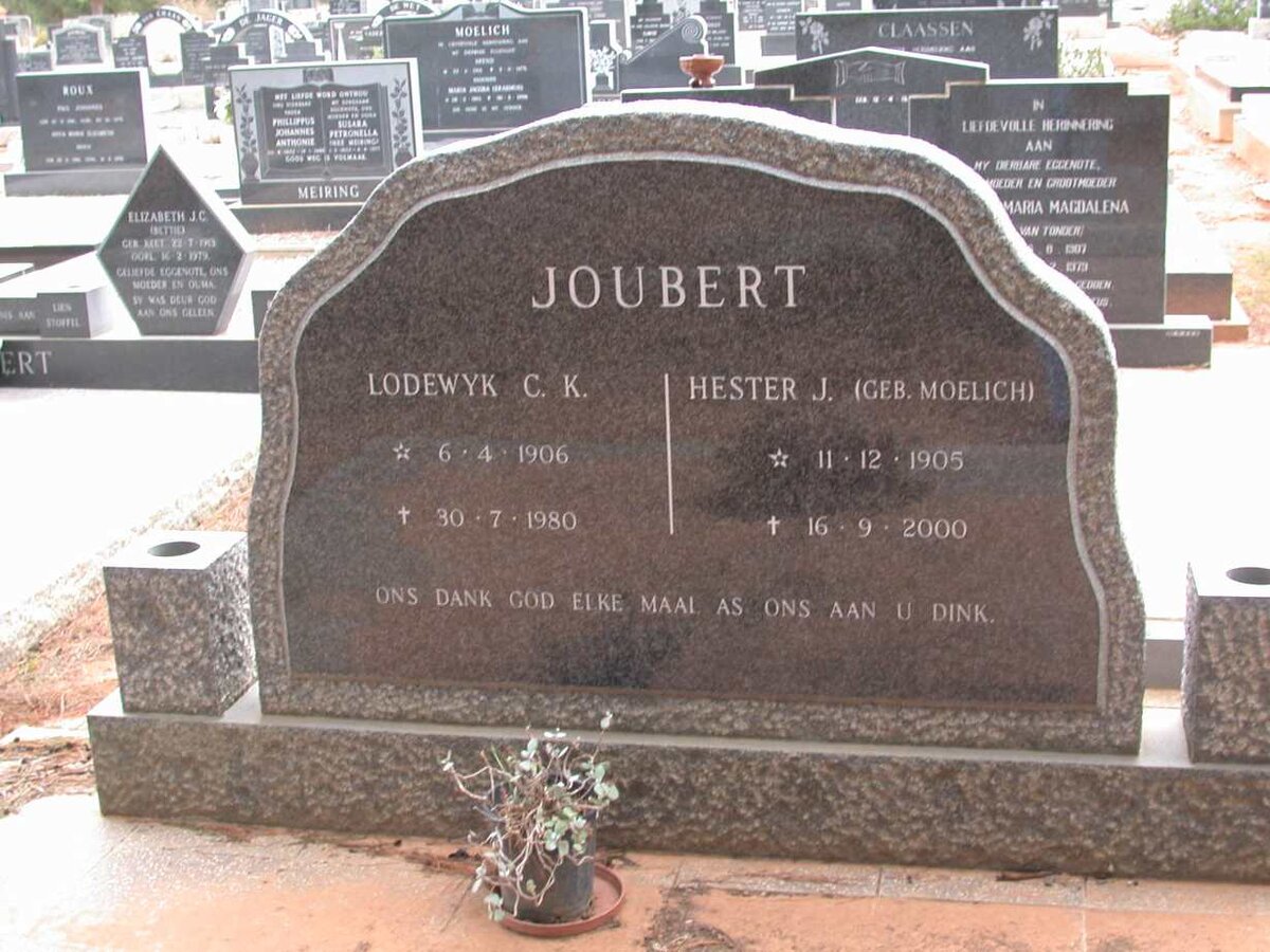 JOUBERT Lodewyk C.K. 1906-1980 &amp; Hester J. MOELICH 1905-2000