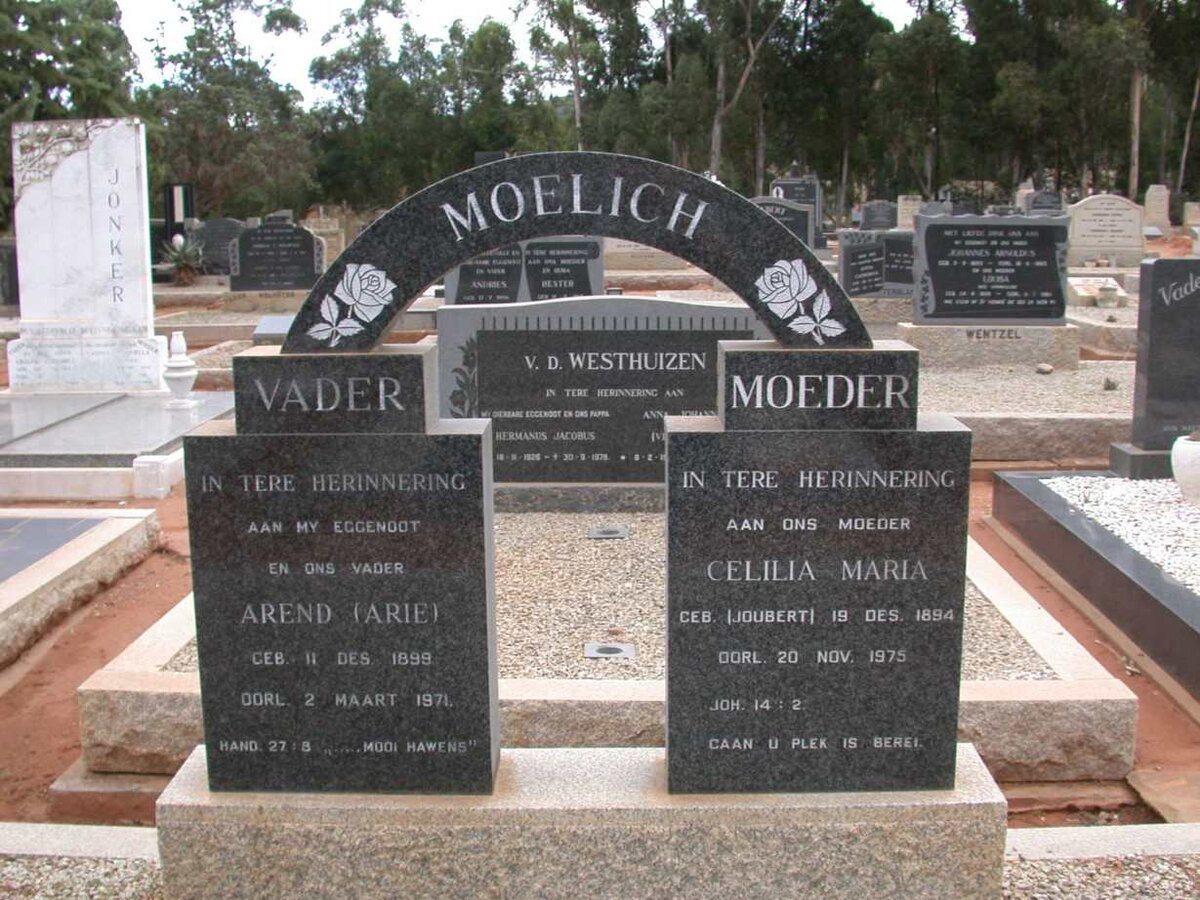 MOELICH Arend 1899-1971 &amp; Cecilia Maria JOUBERT 1894-1975