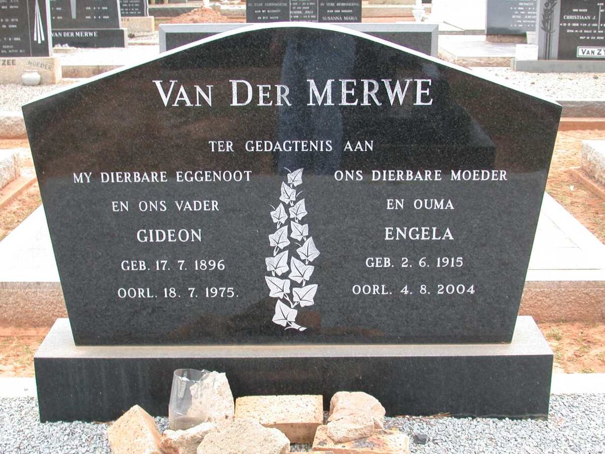 MERWE Gideon, van der 1896-1975 &amp; Engela 1915-2004