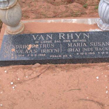 RHYN Hendrik Petrus Nicolaas, van 1914-1988 &amp; Maria Susanna BACKER 1919-2001