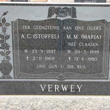 VERWEY A.C. 1897-1969 &amp; M.M. CLAASEN 1898-1980