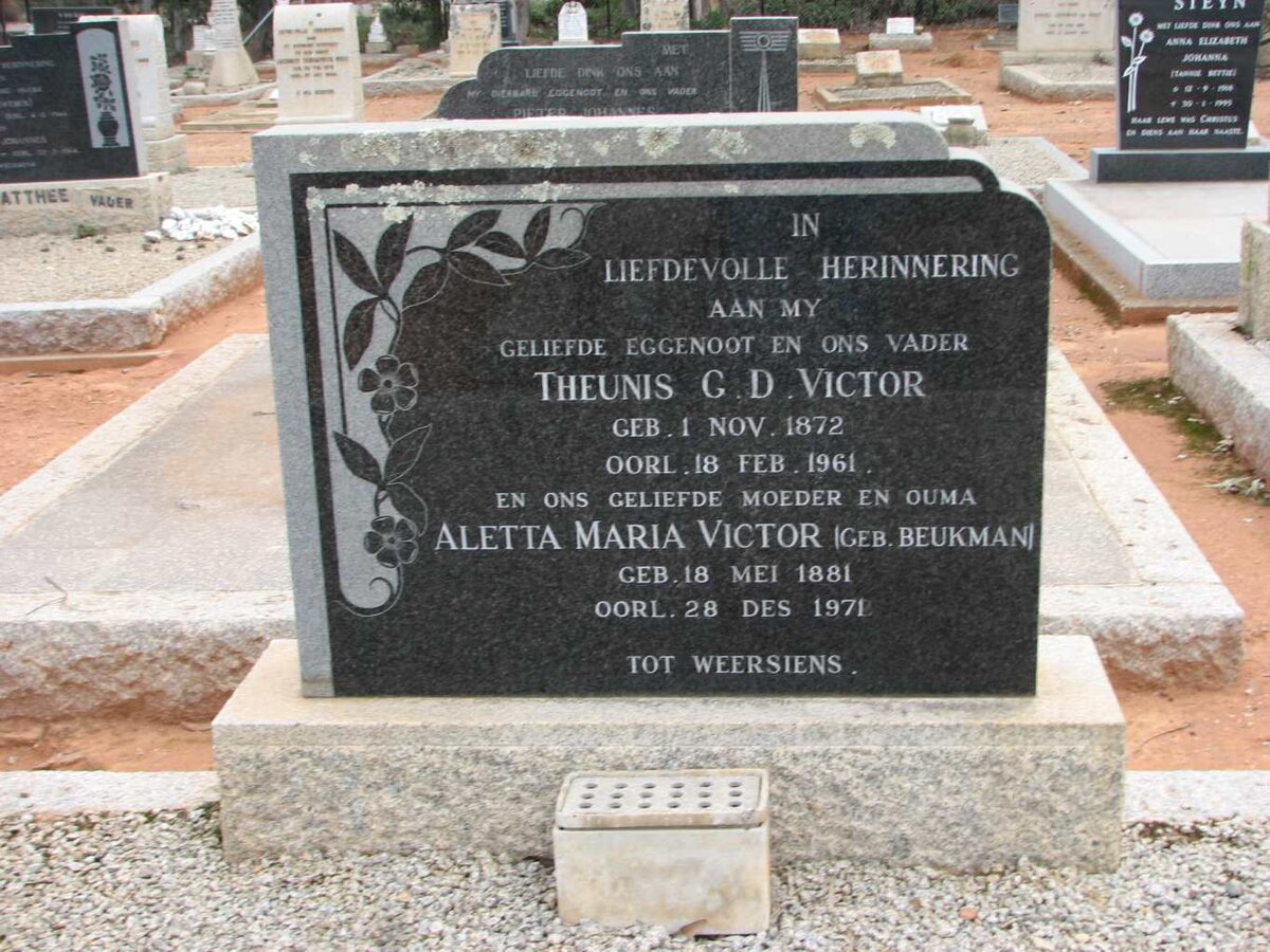 VICTOR Theunis G.D. 1872-1961 &amp; Aletta Maria BEUKMAN 1881-1971