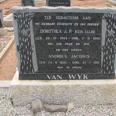 WYK Andries Jacobus, van 1893-1981 &amp; Dorothea J.P. ELLIS 1894-1960