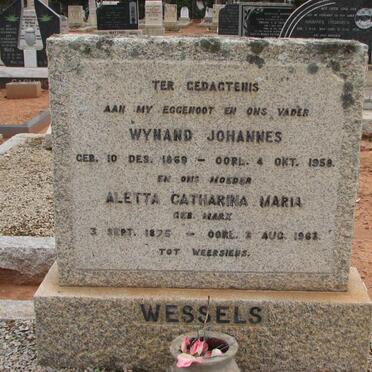 WESSELS Wynand Johannes 1859-1958 &amp; Aletta Catharina Maria MARX 1875-1963