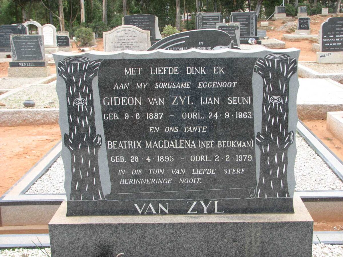 ZYL Gideon, van 1887-1963 &amp; Beatrix Magdalena BEUKMAN 1895-1979