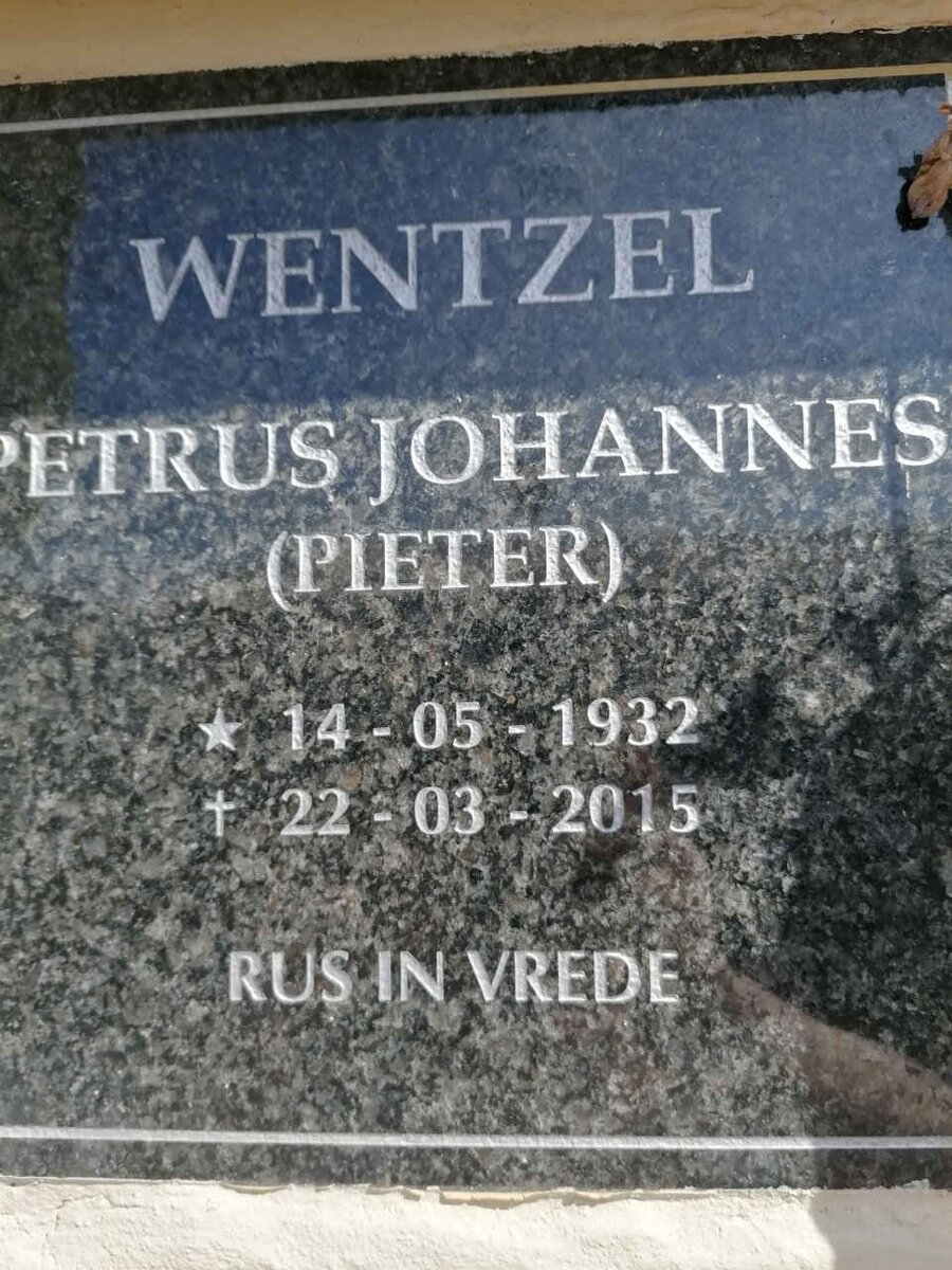 WENTZEL Petrus Johannes 1932-2015