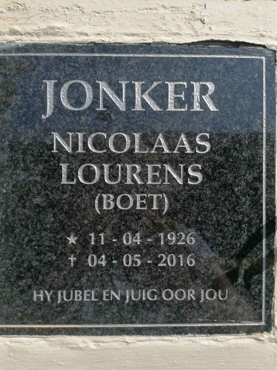 JONKER Nicolaas Lourens 1926-2016