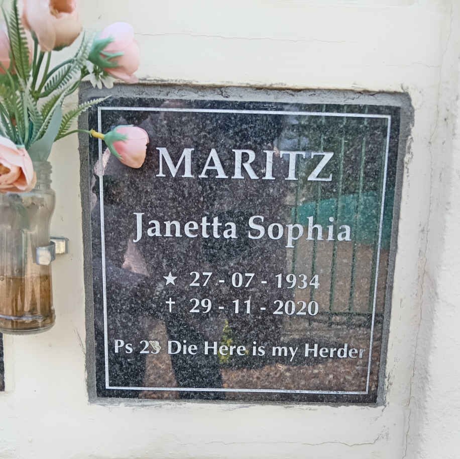 MARITZ Janetta Sophia 1934-2020